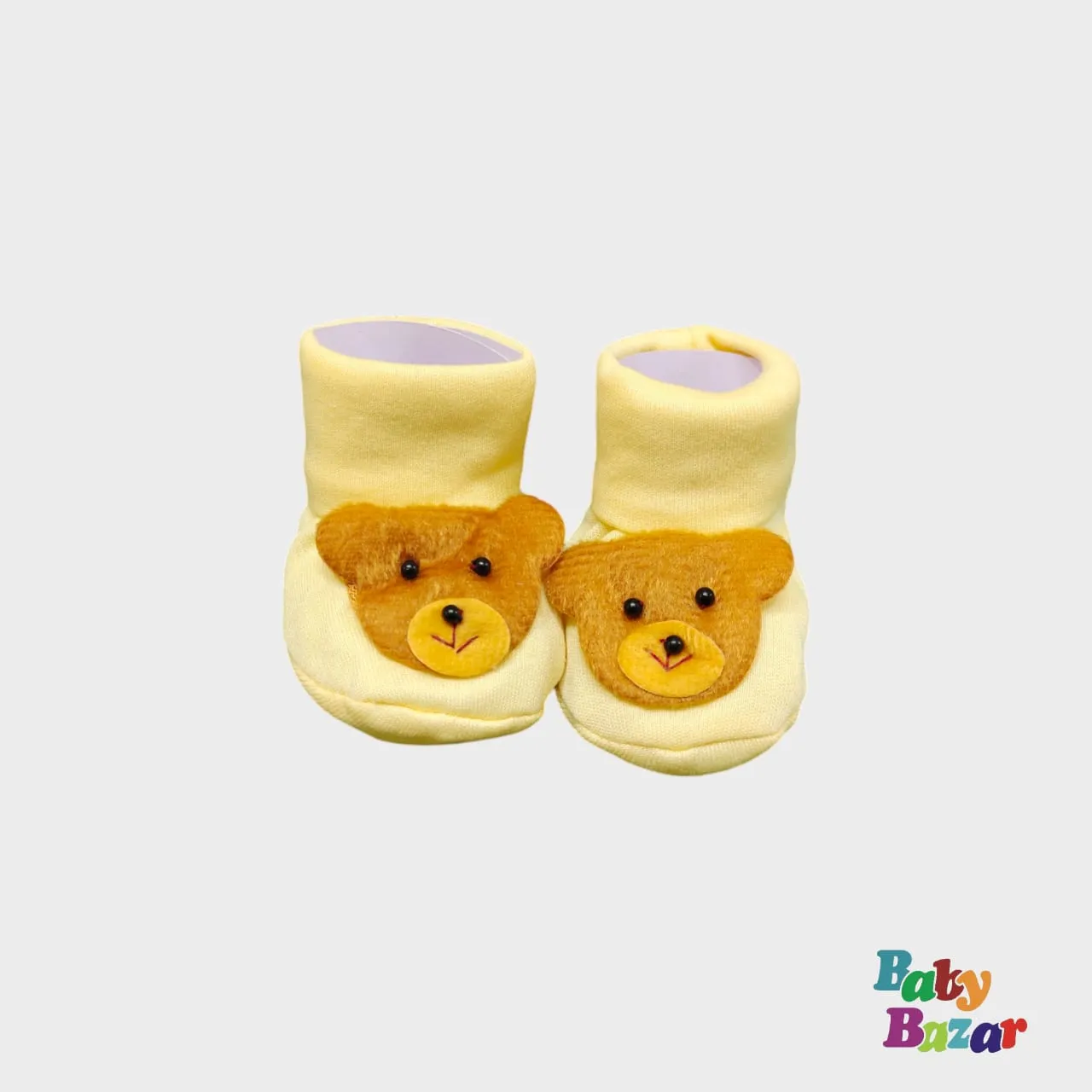 100% Cotton Booties For Newborn Baby Bear  Character -Light Yellow