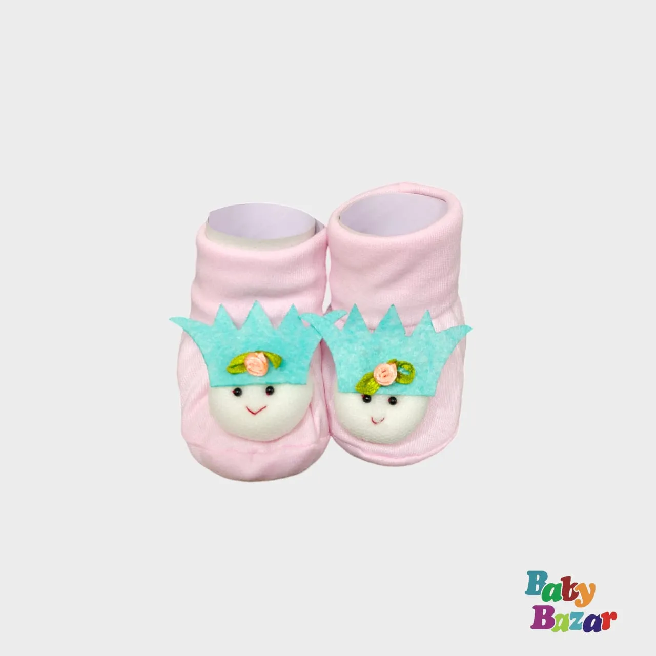 100% Cotton Booties For Newborn Baby Cartoon Character -Pink