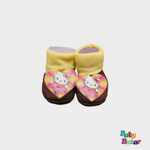 100% Cotton Booties For Newborn Baby Hello Kitty Character -Brown
