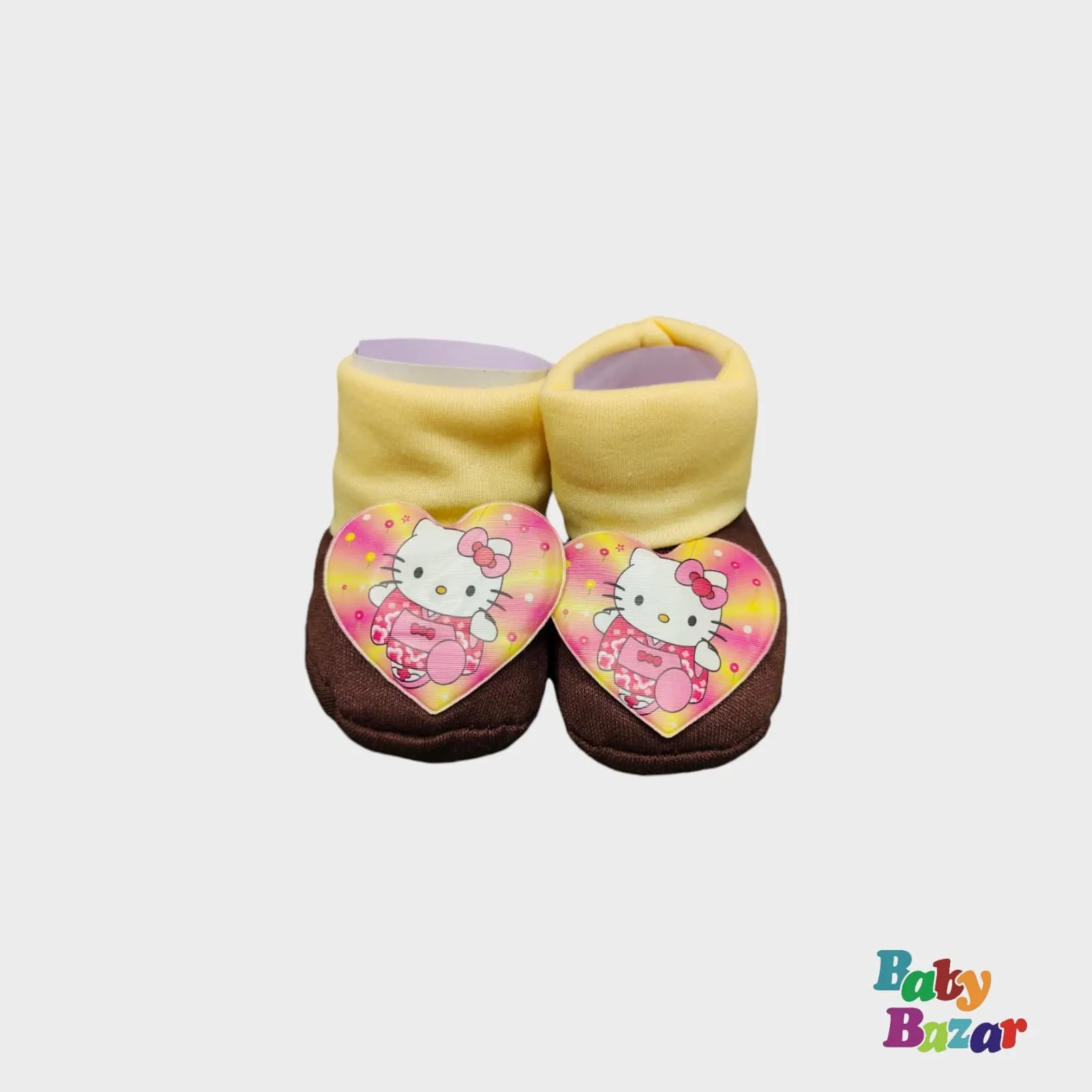 100% Cotton Booties For Newborn Baby Hello Kitty Character -Brown