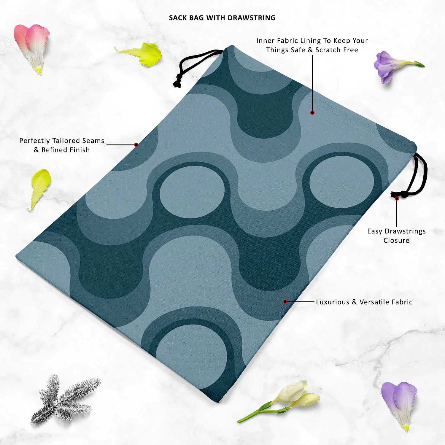 Abstract Retro D3 Reusable Sack Bag | Bag for Gym, Storage, Vegetable & Travel