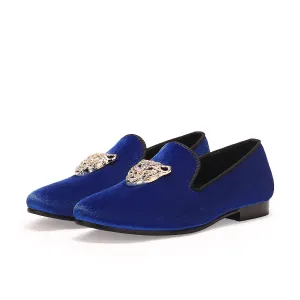 Animal Buckle Men Classic Wedding Velvet Loafers Shoes