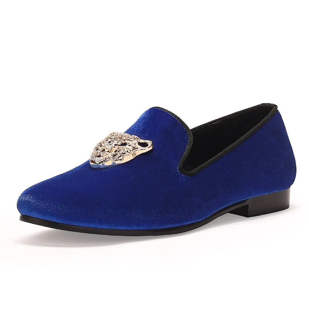 Animal Buckle Men Classic Wedding Velvet Loafers Shoes