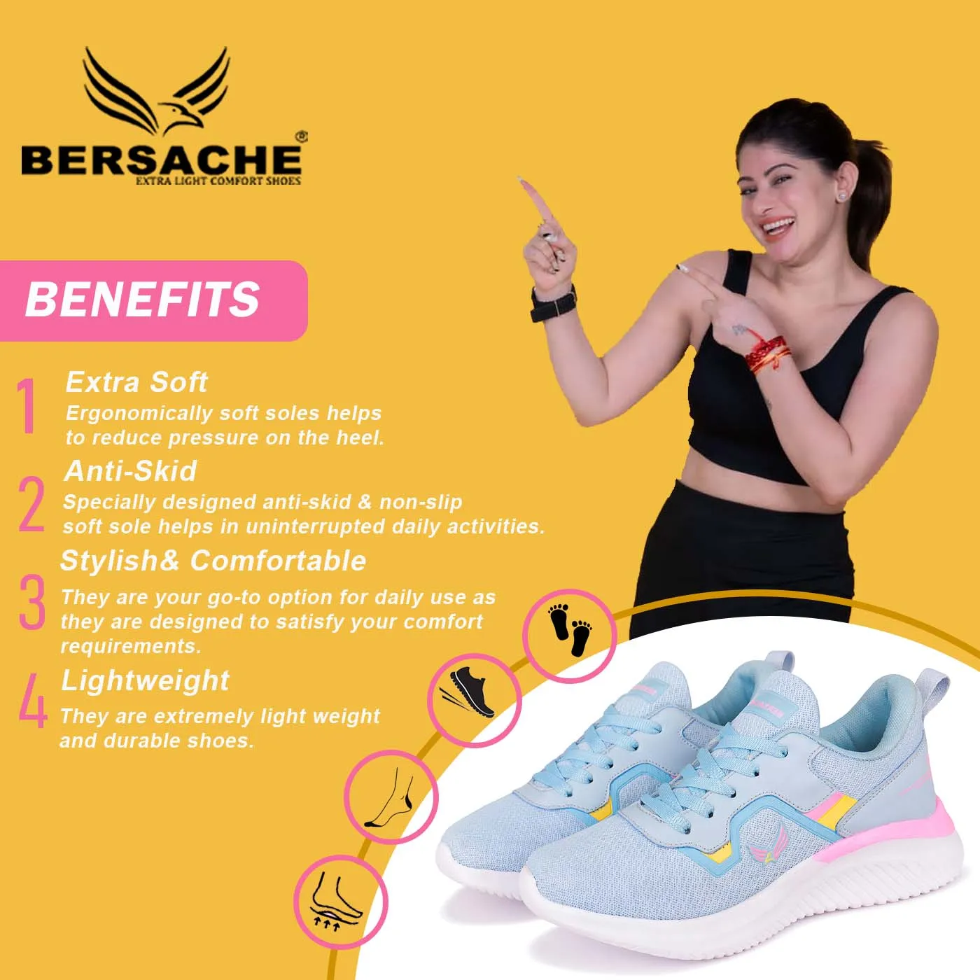 Besache Sneaker, Loafers ,Casual With Extra Comfort Sneakers For Women (Blue-8026)