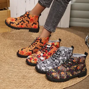 Betterthy💥2024 NEW🔥Women's Halloween Lace-Up Chelsea Ankle Boots
