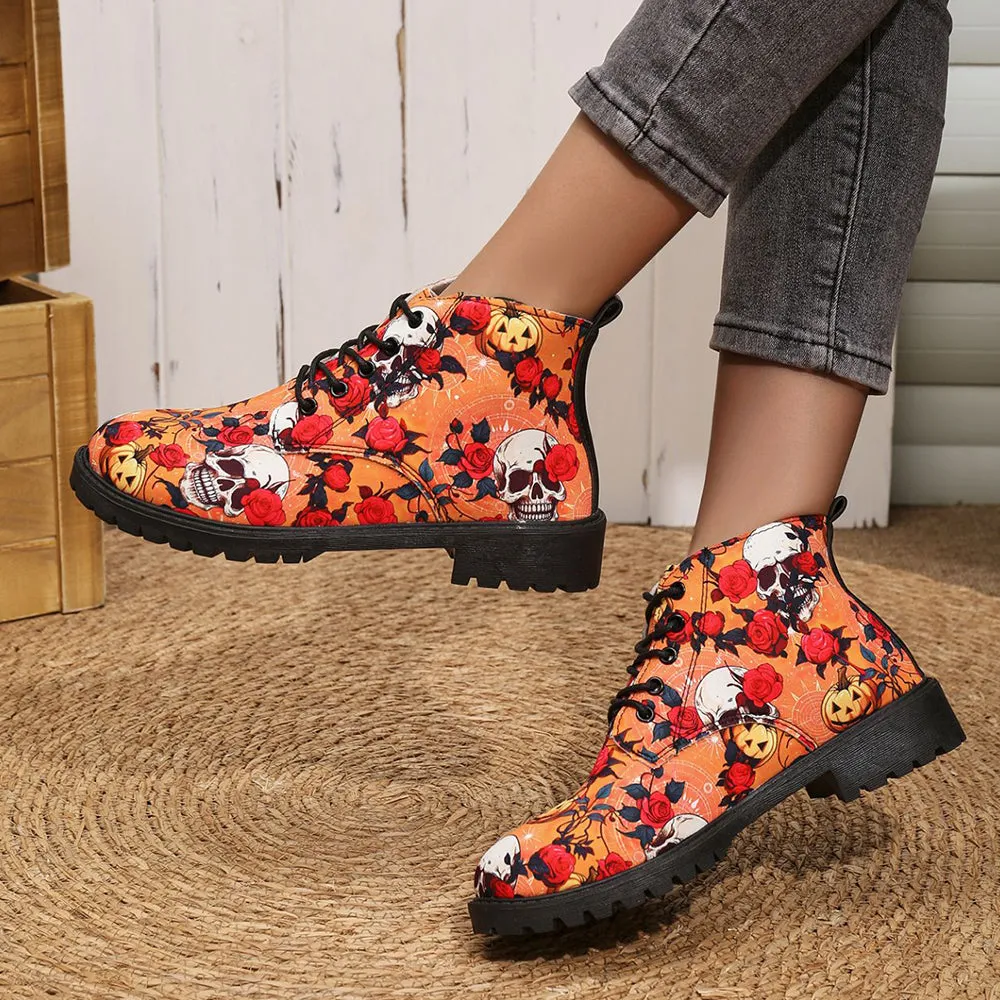 Betterthy💥2024 NEW🔥Women's Halloween Lace-Up Chelsea Ankle Boots