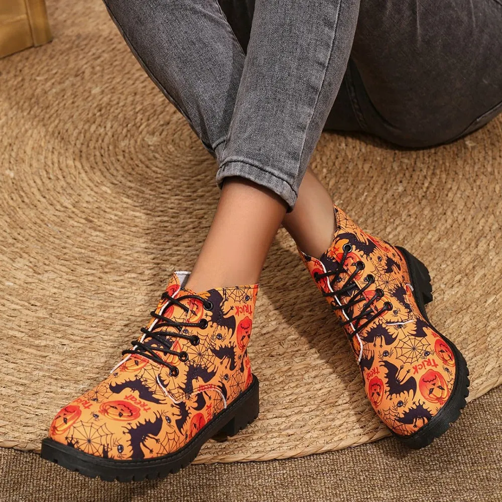 Betterthy💥2024 NEW🔥Women's Halloween Lace-Up Chelsea Ankle Boots