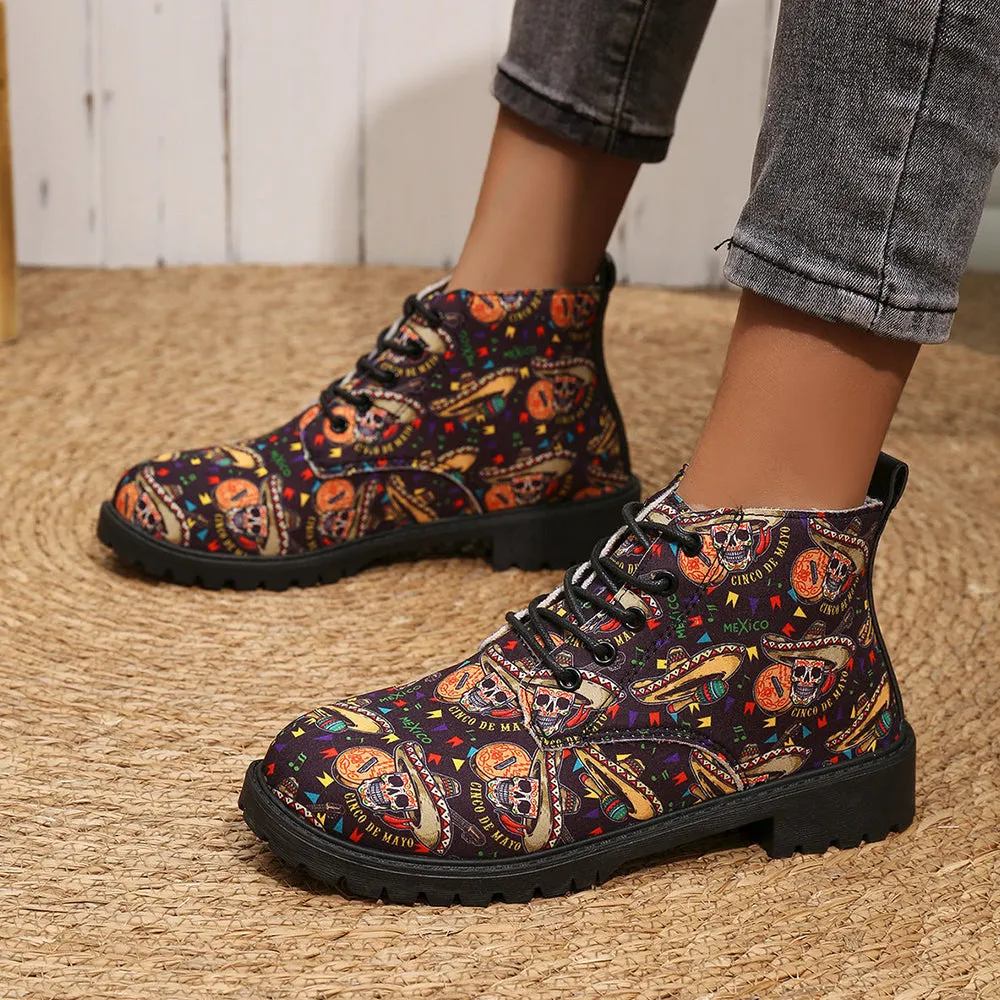 Betterthy💥2024 NEW🔥Women's Halloween Lace-Up Chelsea Ankle Boots