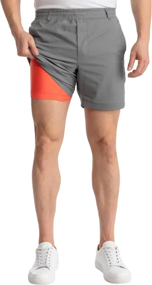 birddogs Mens Khaki Shorts ?C Casual, Slim Fit, Stretch Shorts with Built-in Liner for Comfort ?C Regular Length, 7?? Inseam
