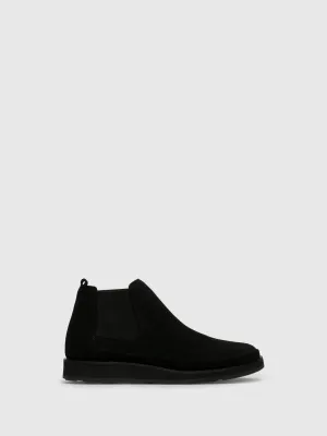 Black Leather Chelsea Ankle Boots