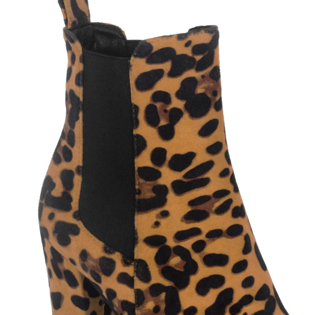 Block Heeled Boots in Leopard Print