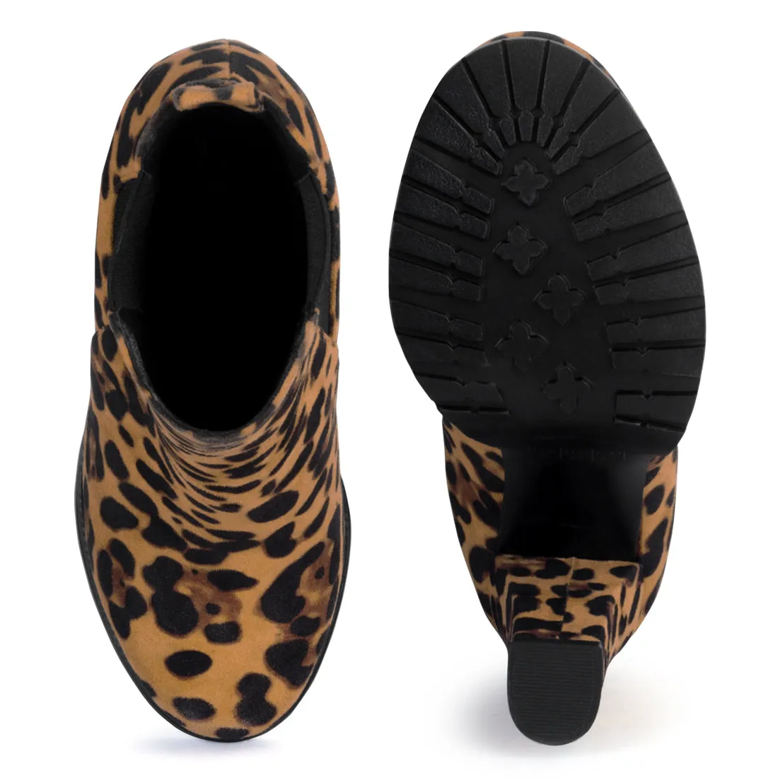 Block Heeled Boots in Leopard Print
