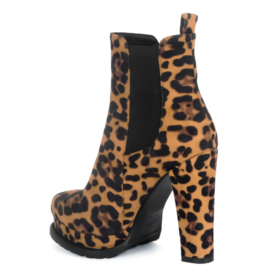 Block Heeled Boots in Leopard Print
