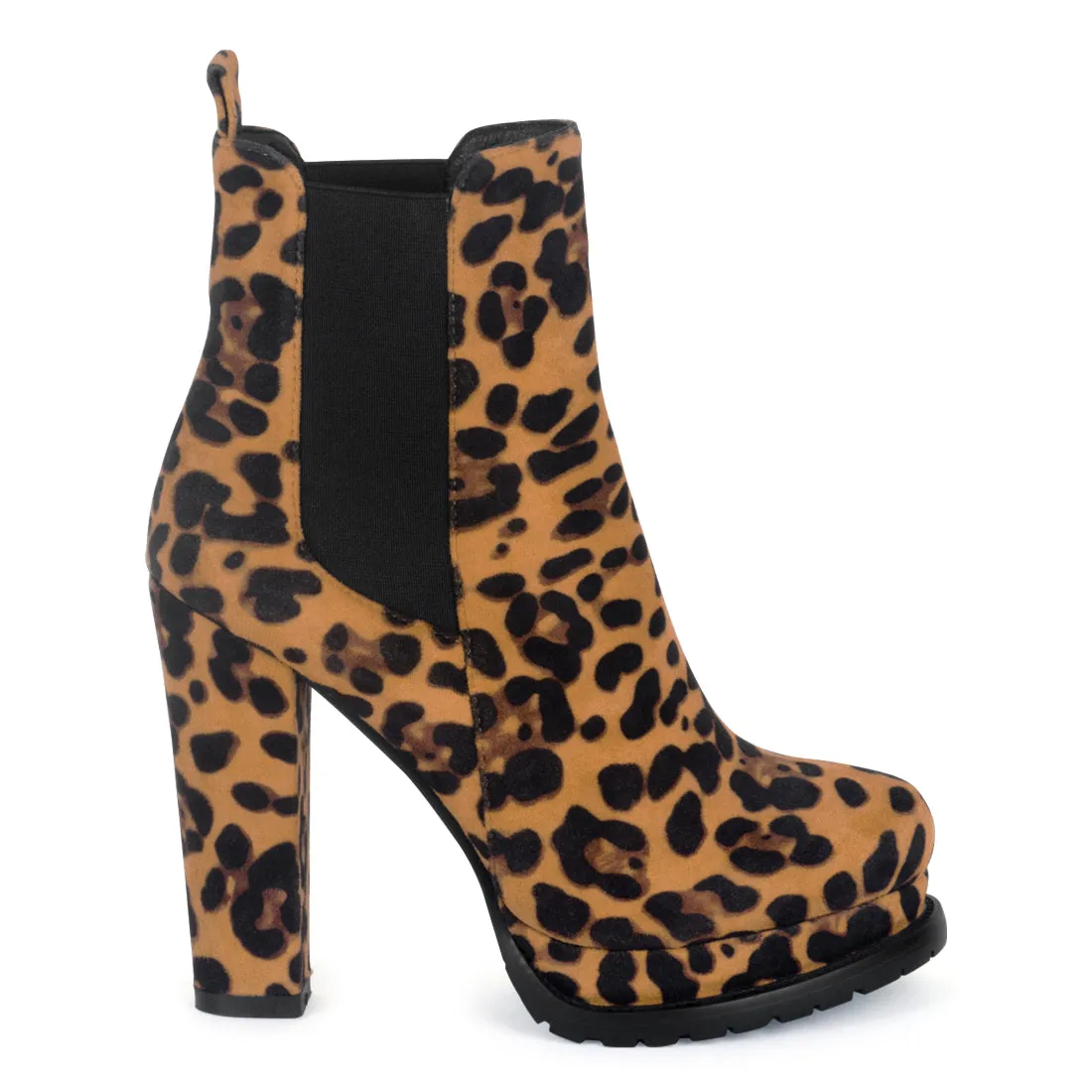 Block Heeled Boots in Leopard Print