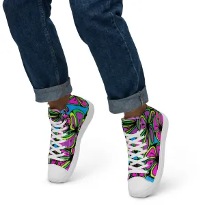 Colorful Zentangle Flowers Men’s high top canvas shoes