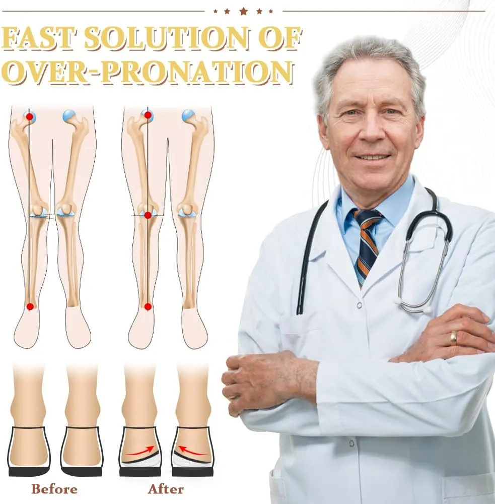 Corrective Insoles for Supination & Over-Pronation, Orthotics Medial & Lateral Heel Wedge Inserts for Foot Alignment, Bow Legs, Knee Pain (Black-3 Layers, L: Women 8-12/Men: 7.5-13)