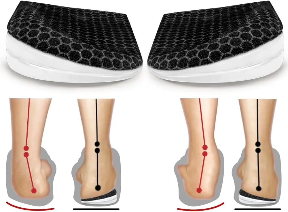 Corrective Insoles for Supination & Over-Pronation, Orthotics Medial & Lateral Heel Wedge Inserts for Foot Alignment, Bow Legs, Knee Pain (Black-3 Layers, L: Women 8-12/Men: 7.5-13)