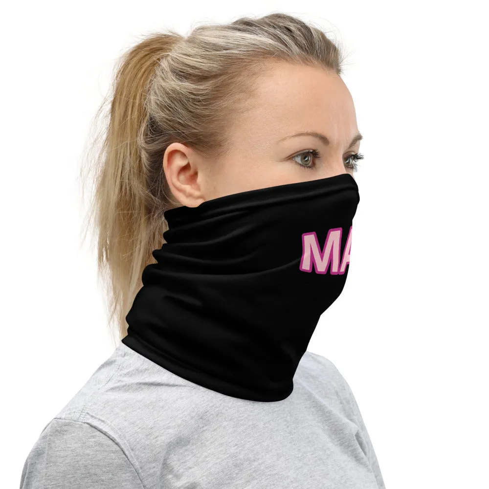 Custom Name Black Face Mask, Personalized Face Shield Neck Gaiter Face Covering For Adults
