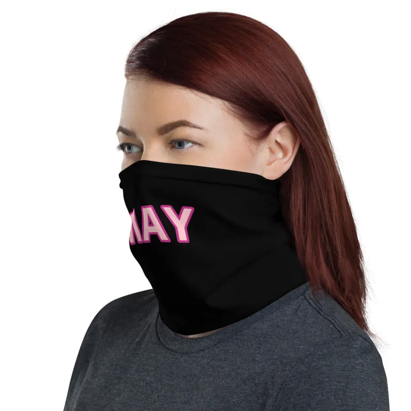 Custom Name Black Face Mask, Personalized Face Shield Neck Gaiter Face Covering For Adults