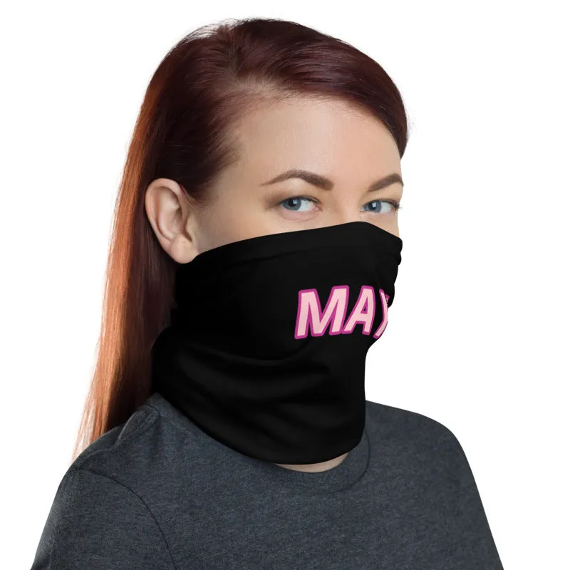 Custom Name Black Face Mask, Personalized Face Shield Neck Gaiter Face Covering For Adults