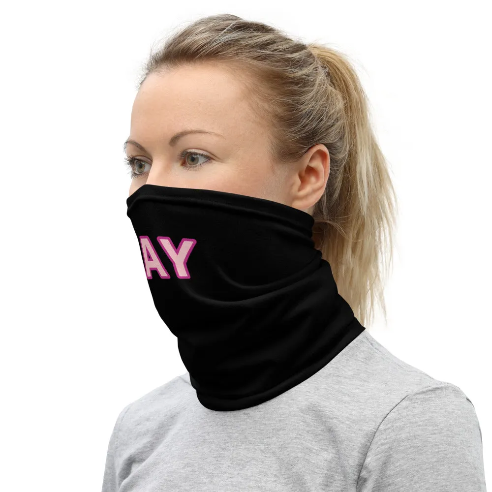 Custom Name Black Face Mask, Personalized Face Shield Neck Gaiter Face Covering For Adults