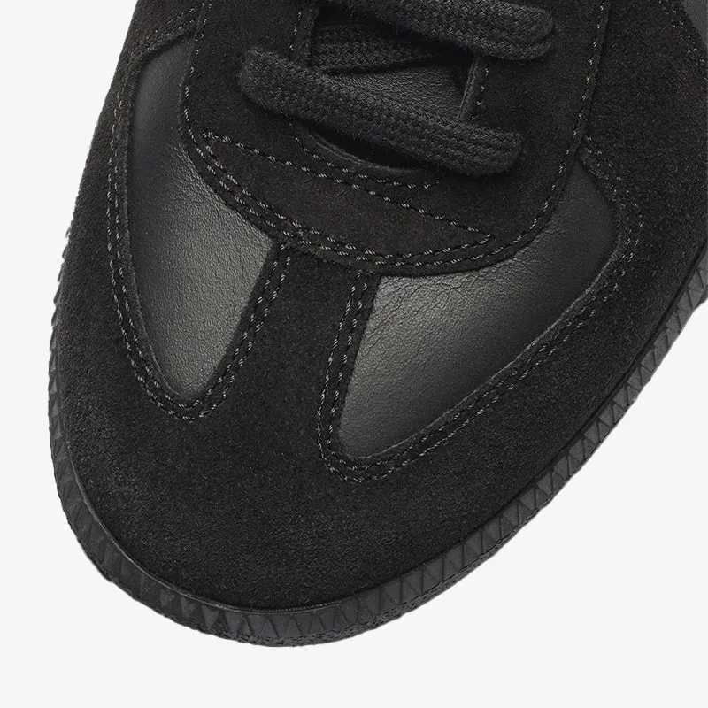 Deep Black Leather and Suede Sneakers