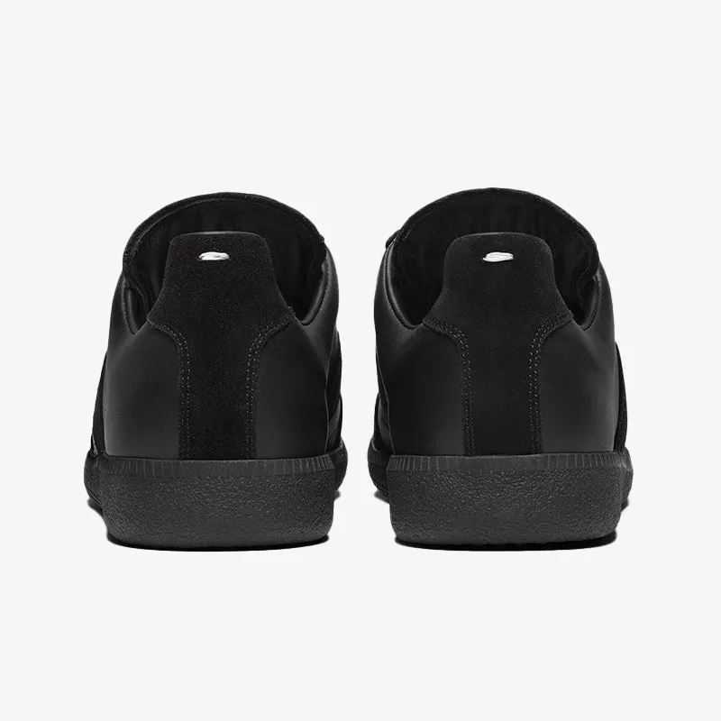 Deep Black Leather and Suede Sneakers