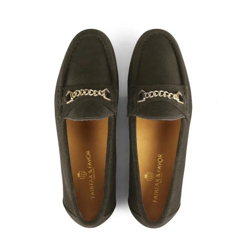 Fairfax & Favor Apsley Ladies Suede Loafer - Moss Green