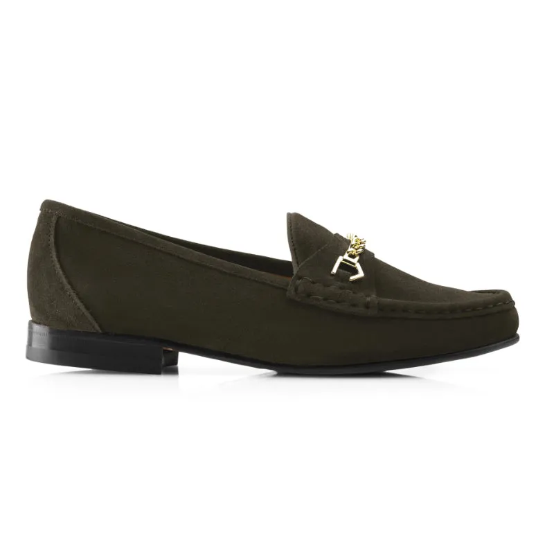 Fairfax & Favor Apsley Ladies Suede Loafer - Moss Green