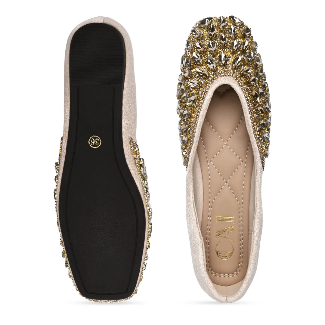 Gold Embellished Inde Ballerina