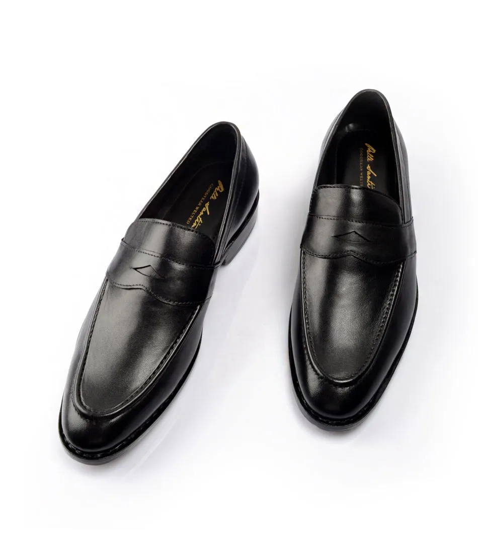 Goodyear Welted Penny Loafers - Black
