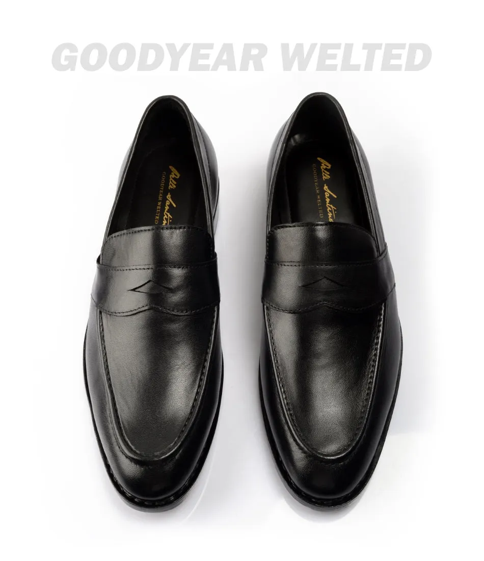 Goodyear Welted Penny Loafers - Black