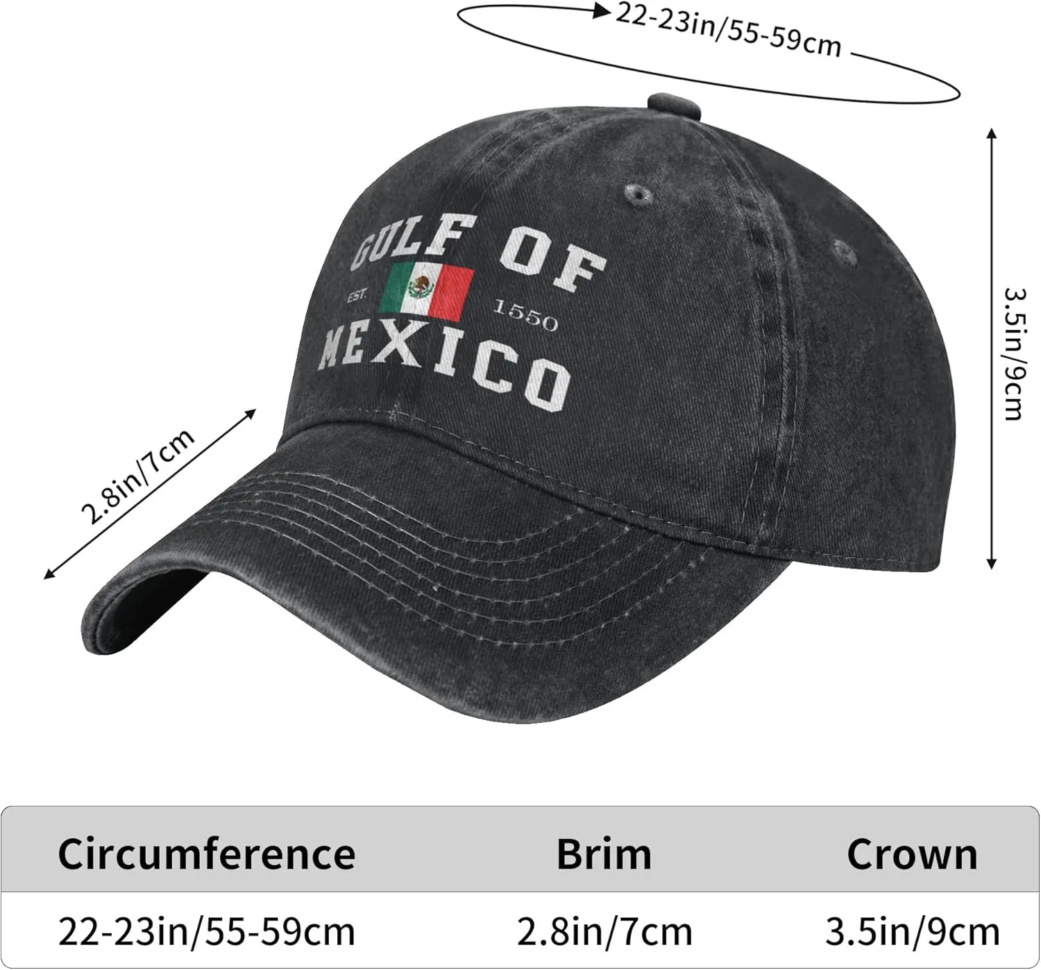Gulf of Mexico hat Vintage Baseball Caps Gulf of Mexico Established 1550 Caps Men Women Adjustable Dad Hat Gifts