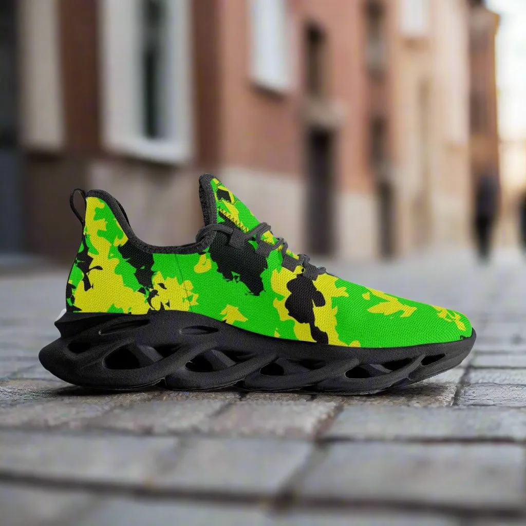 Jamaican Camo Bounce Mesh Knit Sneakers