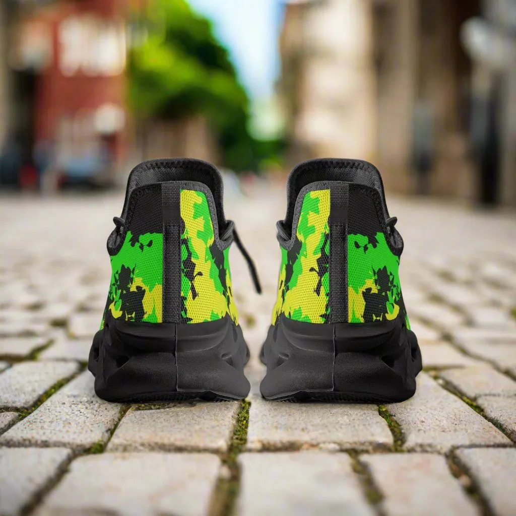 Jamaican Camo Bounce Mesh Knit Sneakers