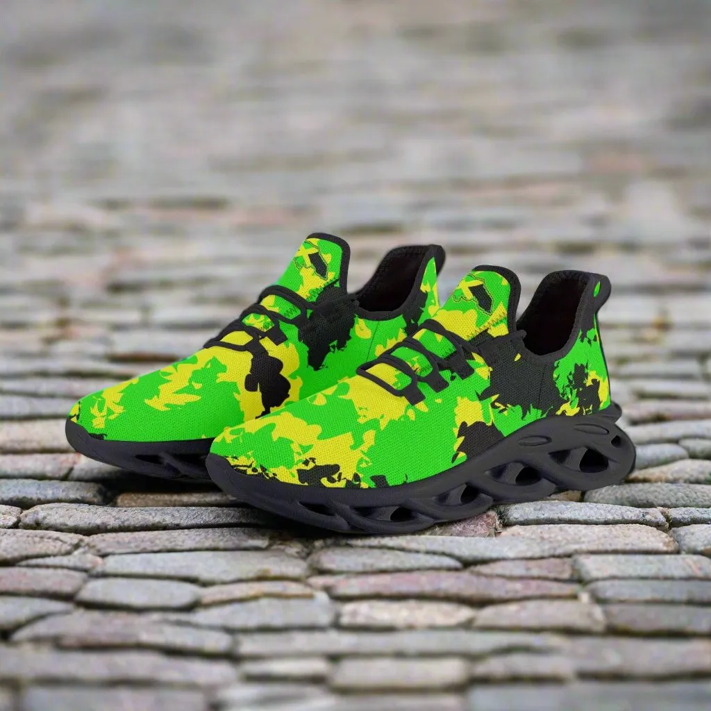 Jamaican Camo Bounce Mesh Knit Sneakers