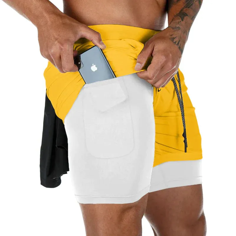 Men's 2-in-1 Running Shorts - Quick-Dry Gym, Workout, and Training Shorts for Jogging & Fitness