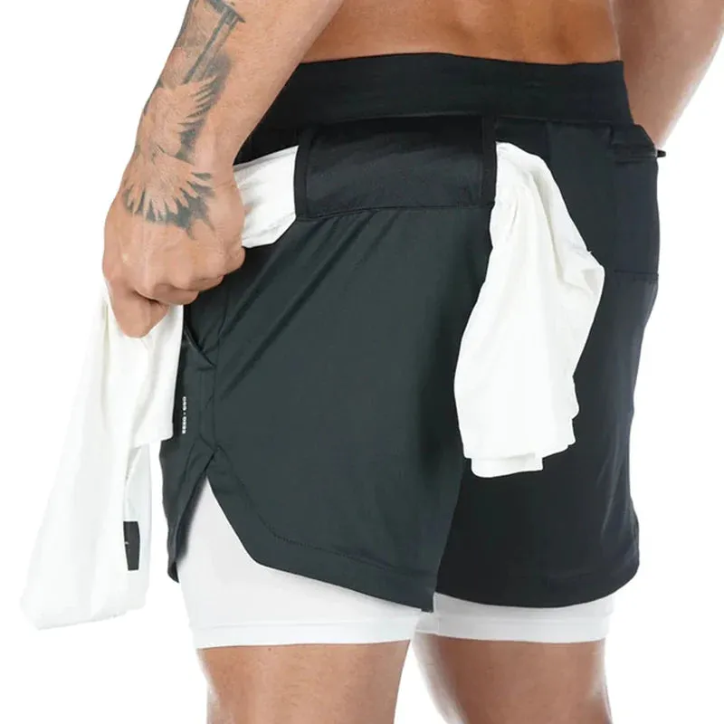 Men's 2-in-1 Running Shorts - Quick-Dry Gym, Workout, and Training Shorts for Jogging & Fitness