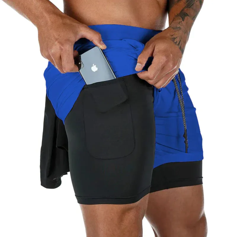 Men's 2-in-1 Running Shorts - Quick-Dry Gym, Workout, and Training Shorts for Jogging & Fitness