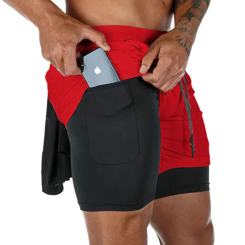 Men's 2-in-1 Running Shorts - Quick-Dry Gym, Workout, and Training Shorts for Jogging & Fitness