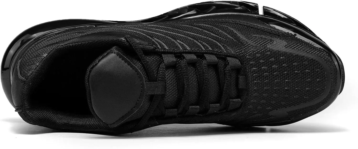 Mens Air Cushion Running Shoes Walking Blade Fashion Sneakers Lace Up Casual Comfortable Soft Sole Work Tennis Sport Athletic Trainers