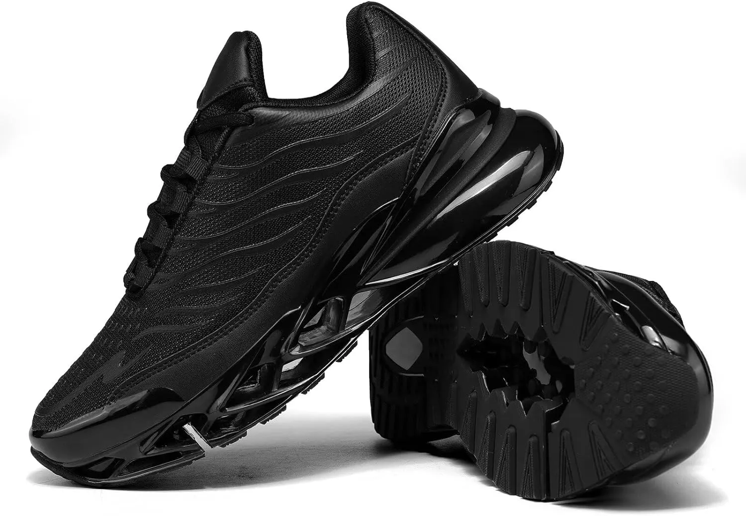Mens Air Cushion Running Shoes Walking Blade Fashion Sneakers Lace Up Casual Comfortable Soft Sole Work Tennis Sport Athletic Trainers