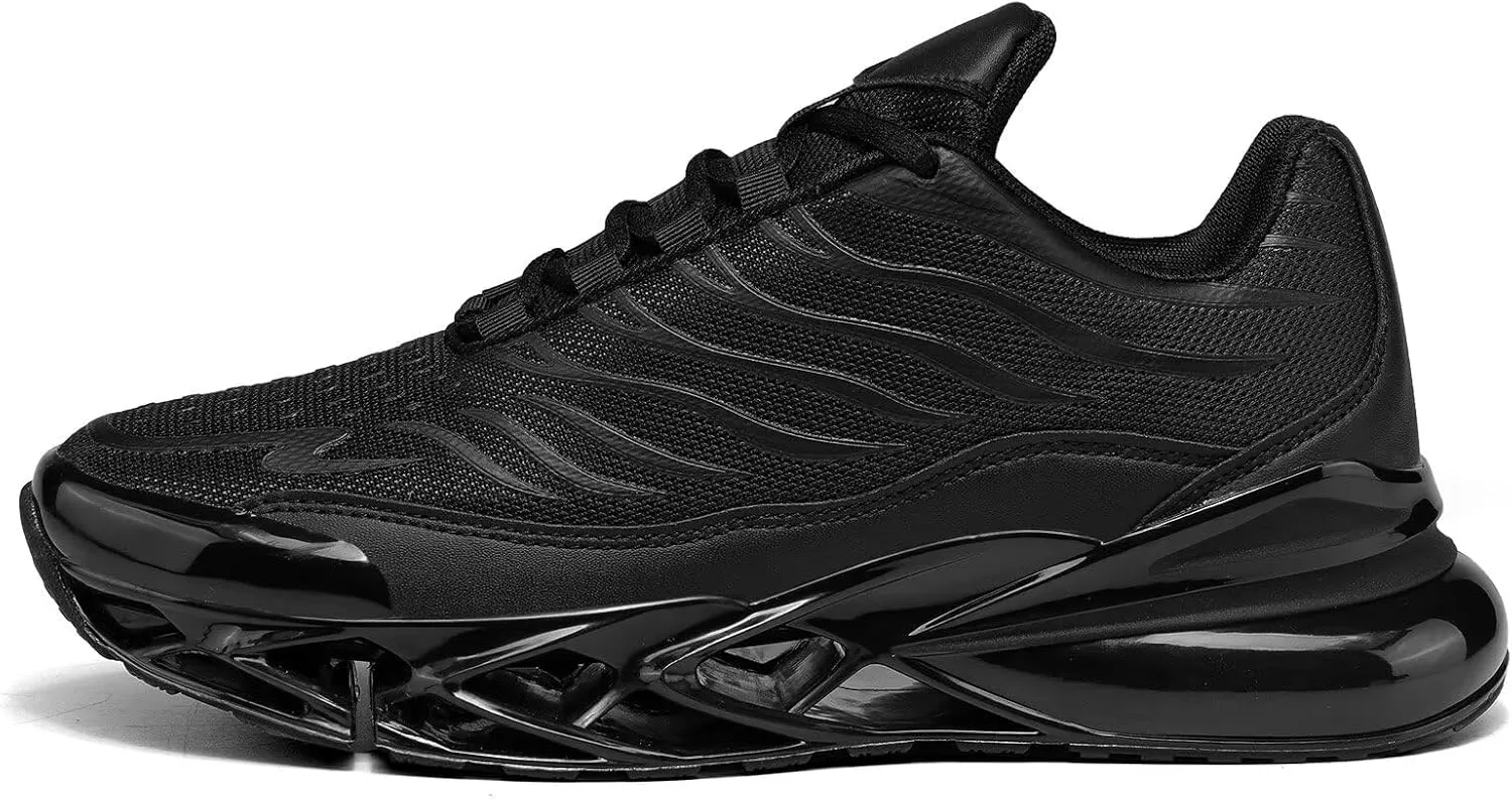 Mens Air Cushion Running Shoes Walking Blade Fashion Sneakers Lace Up Casual Comfortable Soft Sole Work Tennis Sport Athletic Trainers