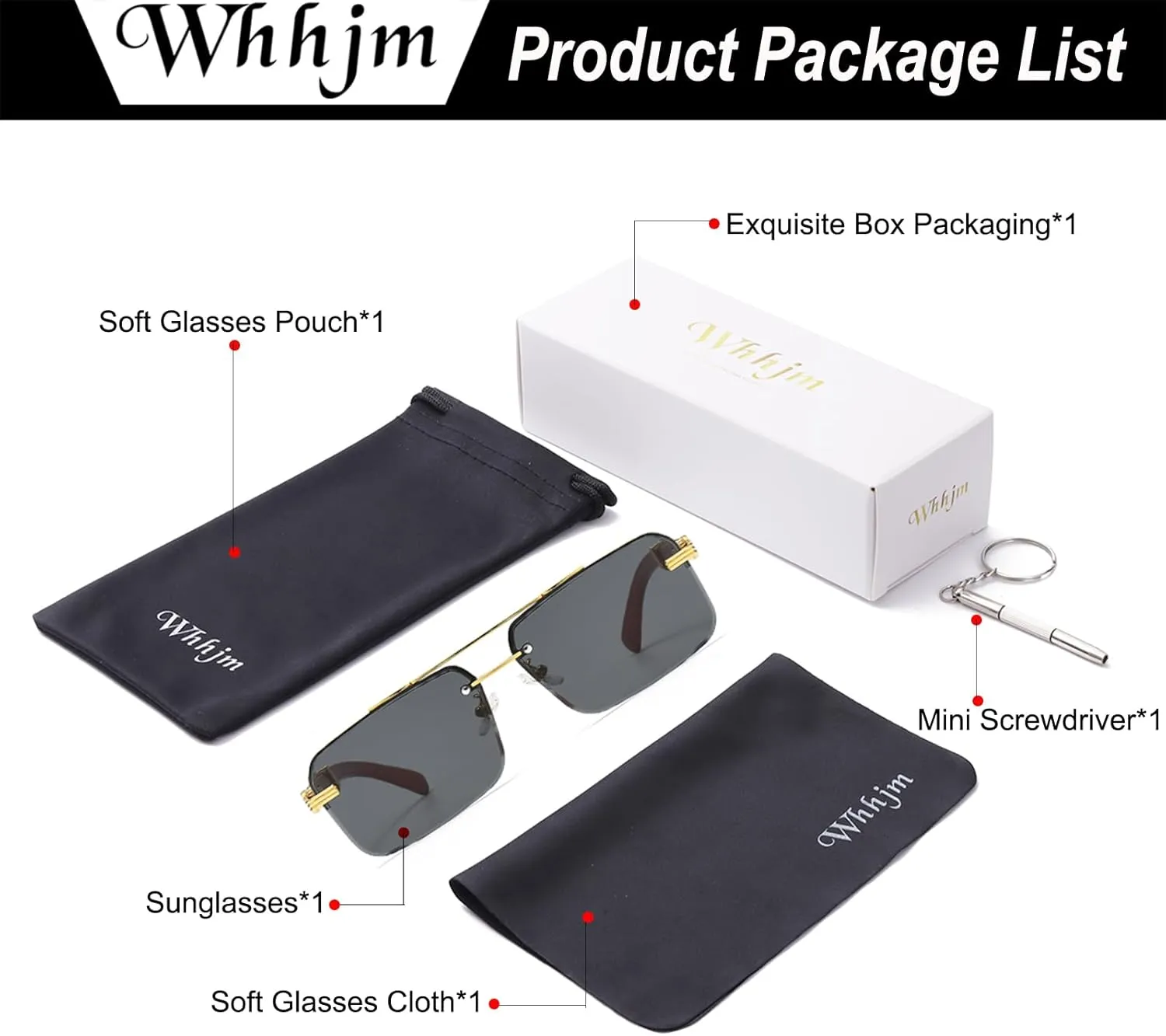 Mens Fashion Rimless Rectangle Sunglasses for Man Frameless Square Glasses Gradient Tinted UV400 Lens