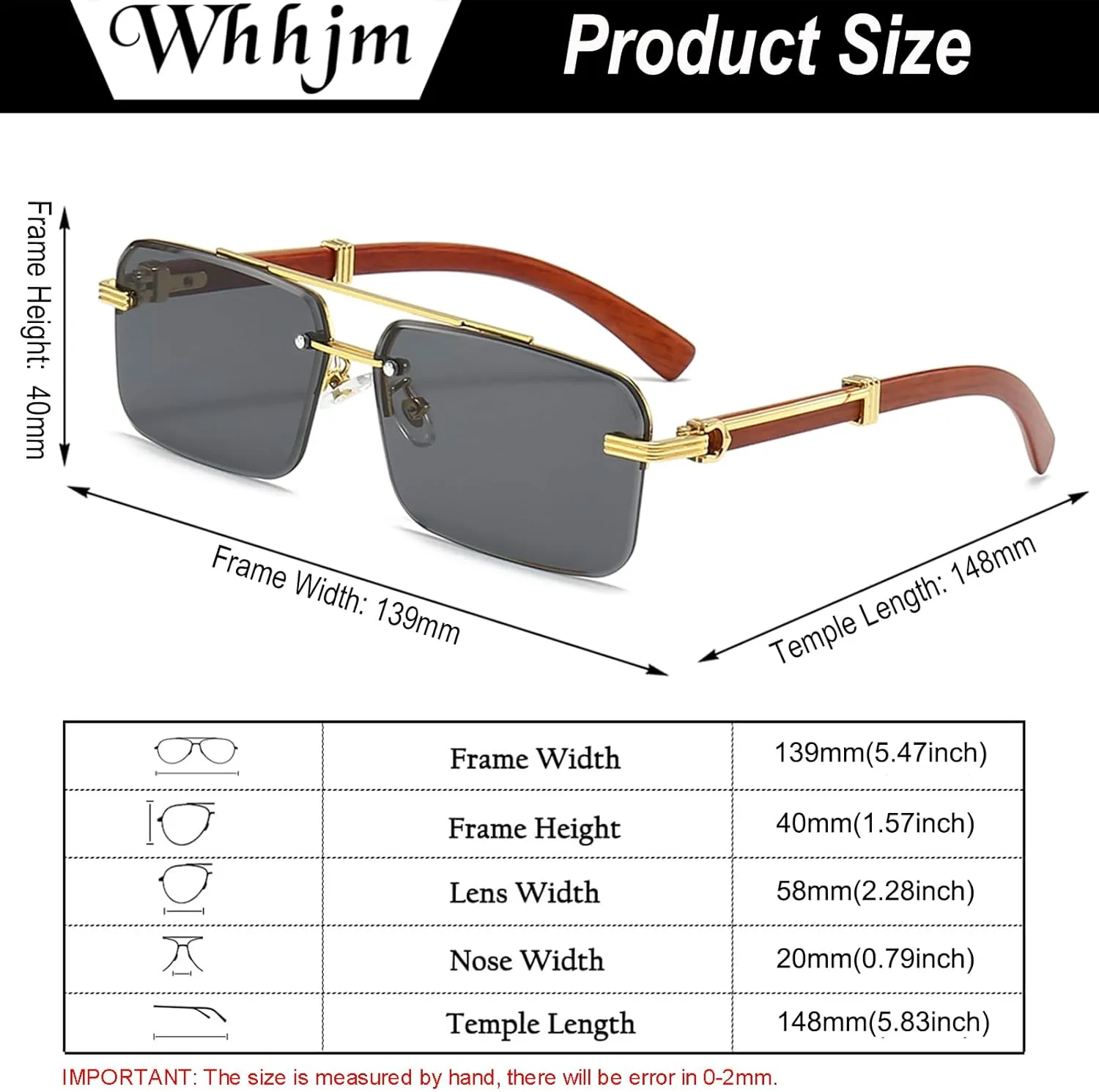 Mens Fashion Rimless Rectangle Sunglasses for Man Frameless Square Glasses Gradient Tinted UV400 Lens