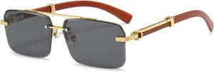 Mens Fashion Rimless Rectangle Sunglasses for Man Frameless Square Glasses Gradient Tinted UV400 Lens