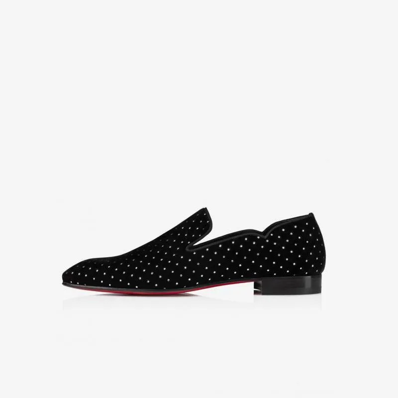 Mens Loafer Silver Strass Black Round Toe