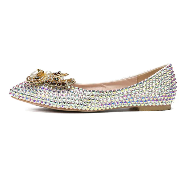 New Colorful Rhinestone Butterfly Flat Shoes