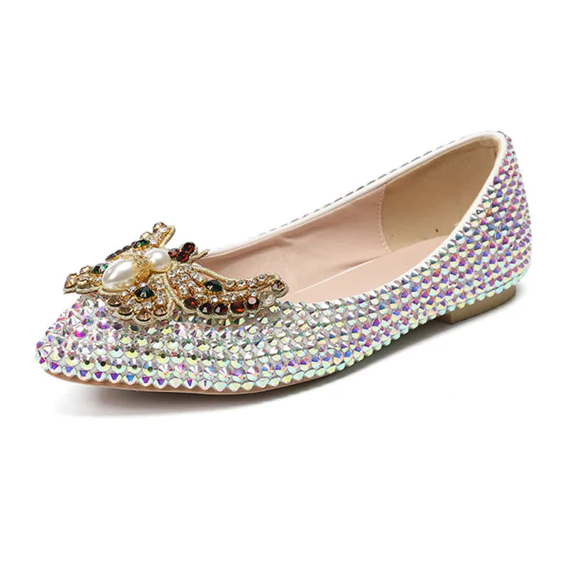 New Colorful Rhinestone Butterfly Flat Shoes