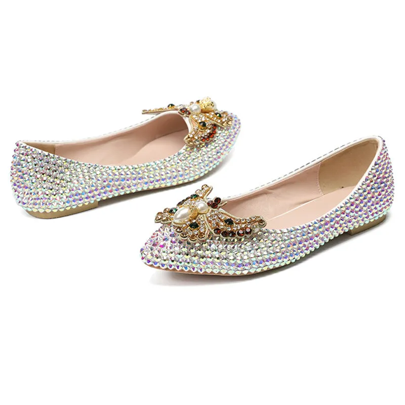 New Colorful Rhinestone Butterfly Flat Shoes